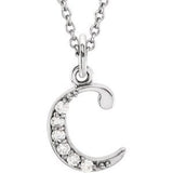 14K White .03 CTW Diamond Lowercase Initial c 16" Necklace-Siddiqui Jewelers