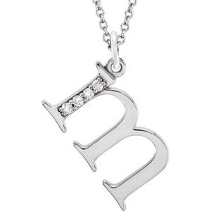 14K White .02 CTW Diamond Lowercase Initial m 16" Necklace-Siddiqui Jewelers