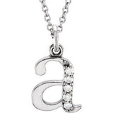 14K White .025 CTW Diamond Lowercase Initial a 16" Necklace-Siddiqui Jewelers