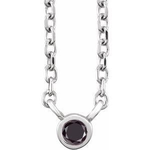 14K White .03 CT Natural Black Diamond 16-18" Necklace Siddiqui Jewelers