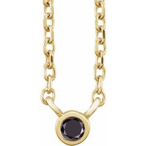 14K Yellow .03 CT Natural Black Diamond 16-18" Necklace Siddiqui Jewelers