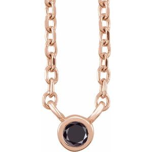14K Rose .03 CT Natural Black Diamond 16-18" Necklace Siddiqui Jewelers
