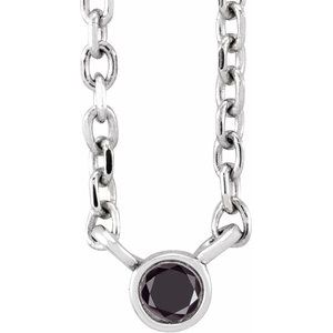 14K White .02 CT Natural Black Diamond 16-18" Necklace Siddiqui Jewelers