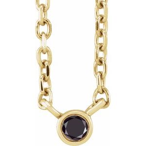 14K Yellow .02 CT Natural Black Diamond 16-18" Necklace Siddiqui Jewelers