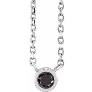 14K White 1/10 CT Natural Black Diamond 16-18" Necklace Siddiqui Jewelers