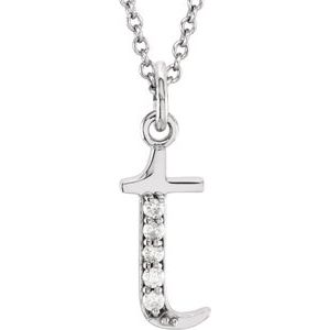 14K White .025 CTW Diamond Lowercase Initial t 16" Necklace-Siddiqui Jewelers