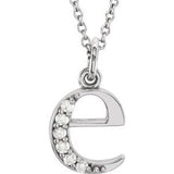 14K White .03 CTW Diamond Lowercase Initial e 16" Necklace-Siddiqui Jewelers