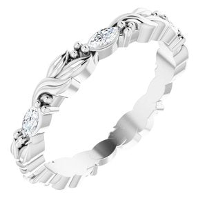 Platinum 1/3 CTW Natural Diamond Finger Floral-Inspired Eternity Band Siddiqui Jewelers