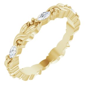 14K Yellow 1/3 CTW Natural Diamond Finger Floral-Inspired Eternity Band Siddiqui Jewelers