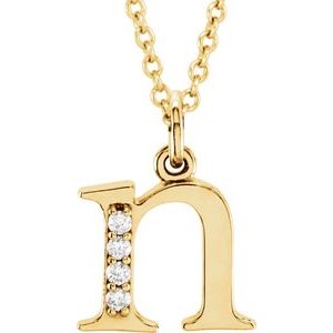 14K Yellow .02 CTW Diamond Lowercase Initial n 16" Necklace-Siddiqui Jewelers