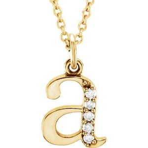 14K Yellow .025 CTW Diamond Lowercase Initial a 16" Necklace-Siddiqui Jewelers