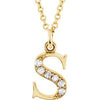 14K Yellow .03 CTW Diamond Lowercase Initial s 16" Necklace-Siddiqui Jewelers