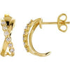 14K Yellow 1/4 CTW Diamond Criss-Cross J-Hoop Earrings - Siddiqui Jewelers