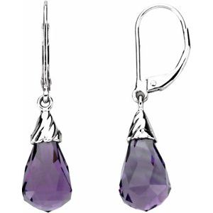 14K White Briolette Amethyst Earrings - Siddiqui Jewelers