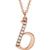 14K Rose .03 CTW Diamond Lowercase Initial b 16" Necklace-Siddiqui Jewelers