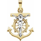 14K Yellow & White 15x16 mm Mariner's Cross Pendant - Siddiqui Jewelers