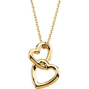 14K Yellow Double Heart 18" Necklace - Siddiqui Jewelers