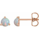 14K Rose Cabochon Natural White Opal Stud Earrings Siddiqui Jewelers