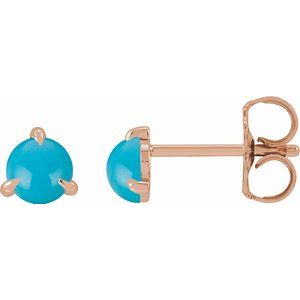 14K Rose Cabochon Natural Turquoise Stud Earrings Siddiqui Jewelers