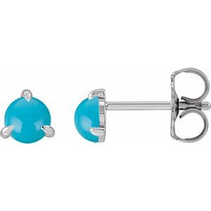 Platinum Cabochon Natural Turquoise Stud Earrings Siddiqui Jewelers