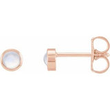 14K Rose Cabochon Natural Rainbow Moonstone Bezel-Set Solitaire Earrings Siddiqui Jewelers