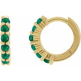 14K Yellow Natural Emerald 12.2 mm Huggie Hoop Earring Siddiqui Jewelers