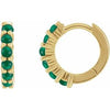 14K Yellow Natural Emerald Cabochon 12.2 mm Huggie Hoop Earrings Siddiqui Jewelers