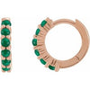 14K Rose Natural Emerald Cabochon 12.2 mm Huggie Hoop Earrings Siddiqui Jewelers
