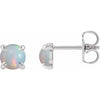 14K White Cabochon Natural White Opal 4-Prong Claw Earrings Siddiqui Jewelers