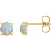 14K Yellow Cabochon Natural White Opal 4-Prong Claw Earrings Siddiqui Jewelers