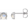 Platinum Cabochon Natural Rainbow Moonstone 4-Prong Claw Earrings Siddiqui Jewelers