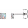 Platinum Natural White Opal 4-Prong Claw Earrings Siddiqui Jewelers