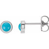 Platinum Cabochon Natural Turquoise Bezel-Set Solitaire Earrings Siddiqui Jewelers