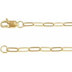 14K Yellow 2.1 mm Paperclip-Style 24" Chain Siddiqui Jewelers