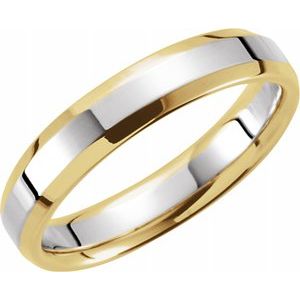 14K Yellow/White 4 mm Beveled-Edge Band Size 11 - Siddiqui Jewelers