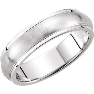 14K White 5 mm Grooved Band with Satin Finish Size 9.5 - Siddiqui Jewelers