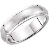 14K White 5 mm Grooved Band with Satin Finish Size 8 - Siddiqui Jewelers