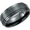 Black Titanium 8 mm Double Ridged Band Size 11 - Siddiqui Jewelers