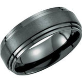 Black Titanium 8 mm Double Ridged Band Size 10.5 - Siddiqui Jewelers