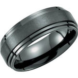 Black Titanium 8 mm Double Ridged Band Size 12 - Siddiqui Jewelers