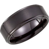 Black PVD Tungsten 8 mm Ridged Band Size 13.5 - Siddiqui Jewelers