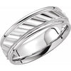 14K White 6.75 mm Ridged Band with Milgrain Size 10.5 - Siddiqui Jewelers