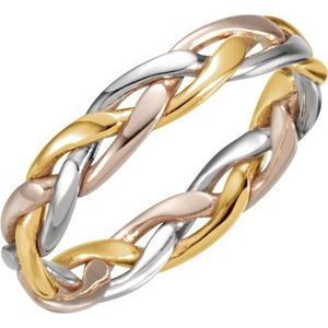 14K Tri-Color 4.75 mm Woven Band Size 11 - Siddiqui Jewelers