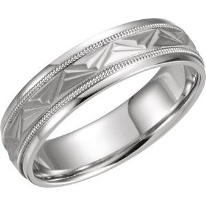 14K White 6 mm Design Band with Milgrain Size 9.5 - Siddiqui Jewelers