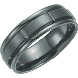 Black Titanium 7 mm Grooved Band Size 10.5 - Siddiqui Jewelers