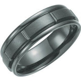 Black Titanium 7 mm Grooved Band Size 12.5 - Siddiqui Jewelers