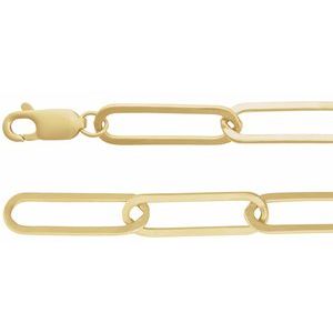 14K Yellow 6.2 mm Paperclip-Style 7" Chain Siddiqui Jewelers