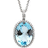 14K White Sky Blue Topaz &3/8 CTW Diamond Halo-Style 18" Necklace - Siddiqui Jewelers