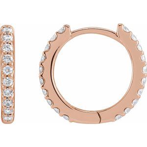 14K Rose 1/3 CTW Lab-Grown Diamond 12.6 mm Hoop Earrings Siddiqui Jewelers
