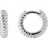 14K White 10x2.5 mm Rope Huggie Hoop Earrings Siddiqui Jewelers